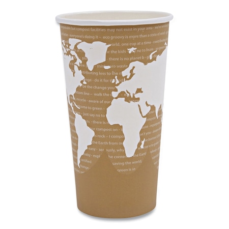 Eco-Products World Art Renewable Compostable Hot Cups, 20 oz., PK1000 PK EP-BHC20-WA